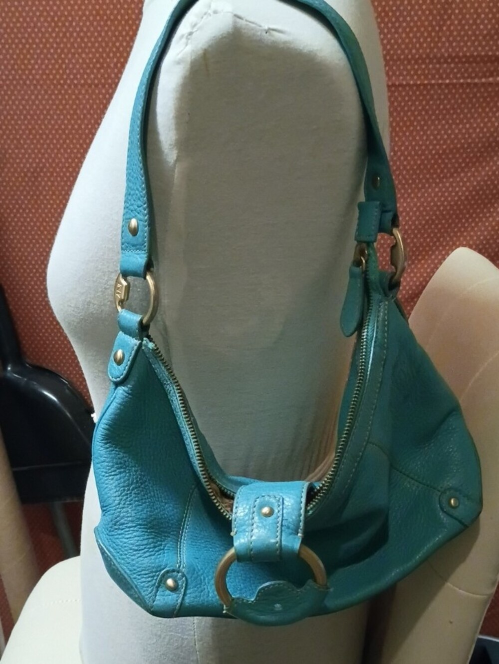 Jones New York Teal Leather Shoulder Bag